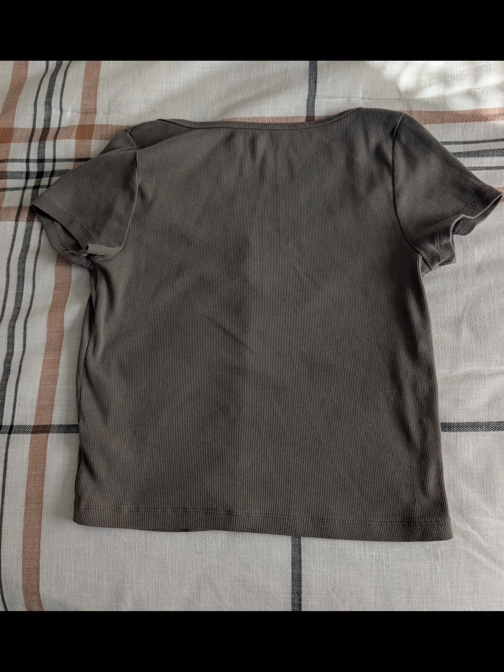 Old Navy Brown Ribbed Scoop-Neck Button-Front Crop Top Size M - Picture 3 of 5